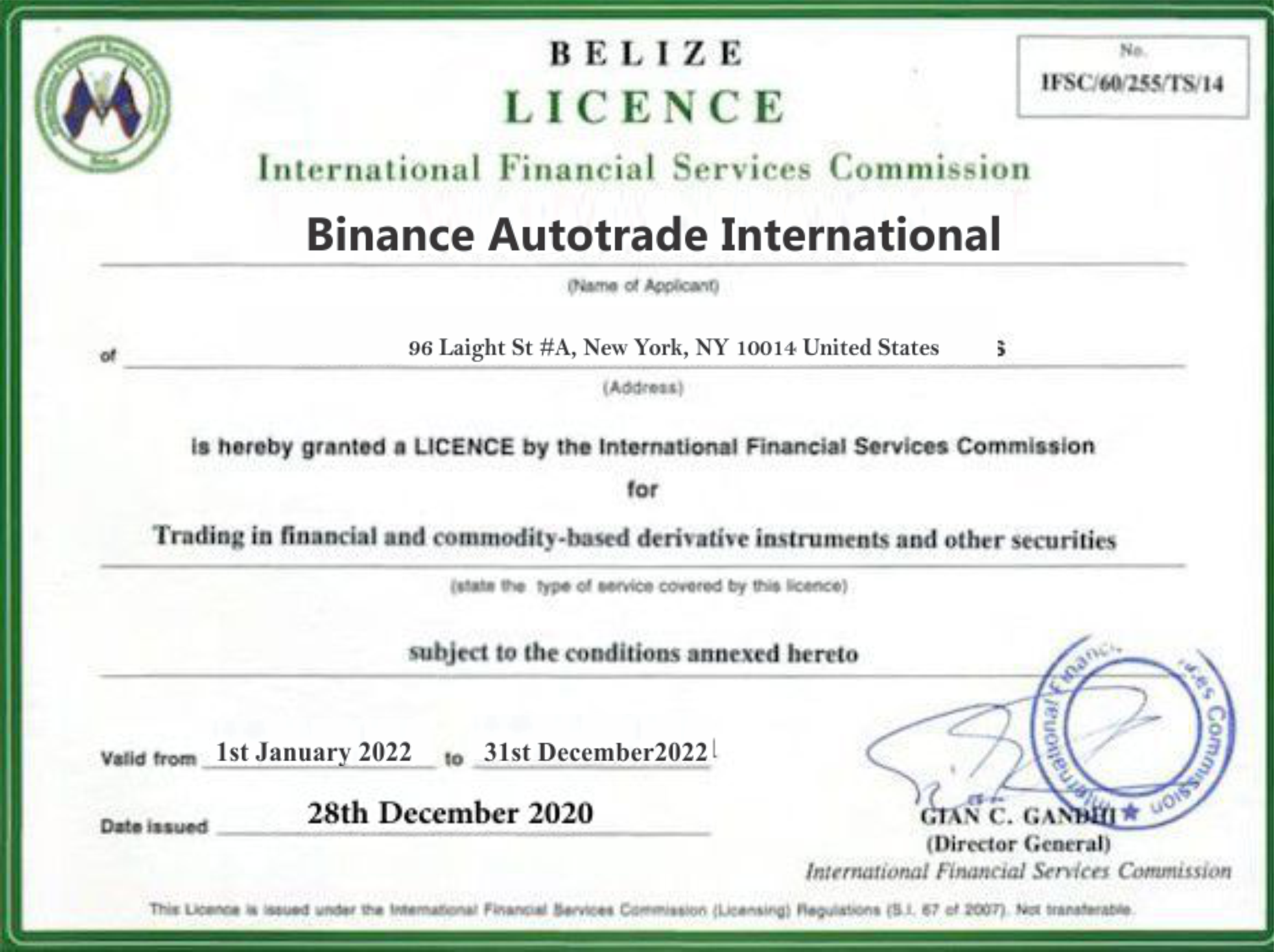 BinanceAutotrade Certificate